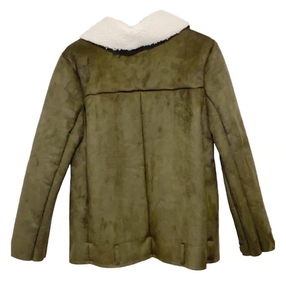 J.O.A. Suede Vacation Shearling Jacket in Olive - Picture 2 of 8